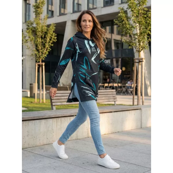  Prémium női funkcionális hosszabbított pulóver ALTISPORT VOJ/ALW049MI03 FEKETE ÉS KÉK 