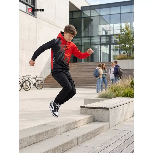  Gyermek prémium funkcionális pulóver ALTISPORT VOJ/ALK006MI01 FEKETE/PIROS 