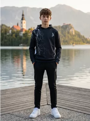 Gyermek prémium funkcionális pulóver ALTISPORT VOJ/ALK004MI01 FEKETE-FEHÉR