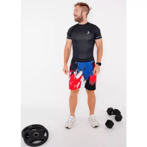  Férfi prémium funkcionális rövidnadrág zsebek nélkül ALTISPORT VOJ/ALM036KRA02 CSÍKOK 