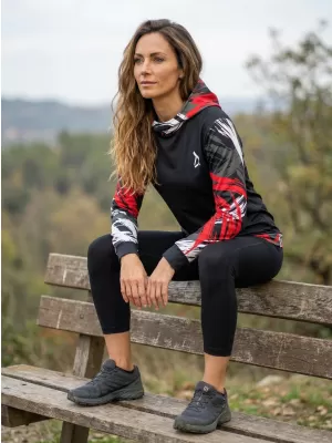 Prémium funkcionális női pulóver ALTISPORT VOJ/ALW039MI01 FEKETE/PIROS