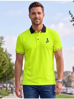 Funkcionális férfi póló prémium gallérral ALTISPORT VOJ/ALM000TR05 NEON SÁRGA