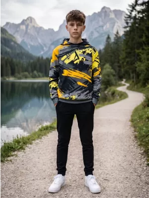 Gyermek prémium funkcionális pulóver ALTISPORT VOJ/ALK014MI01 FEKETE ÉS SÁRGA