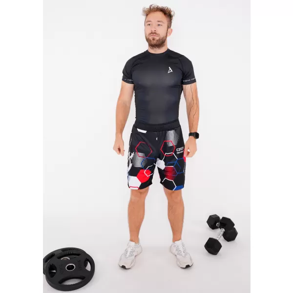  Férfi prémium funkcionális rövidnadrág zsebek nélkül ALTISPORT VOJ/ALM036KRA02 HEXA FEKETE 