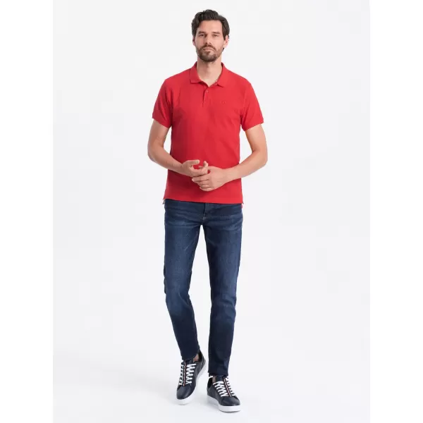  Mens t -phirt gallérral OMBRE S1374 PIROS 