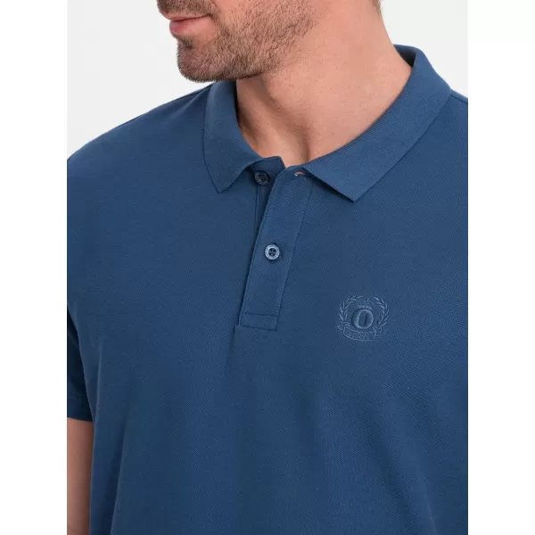  Mens t -phirt gallérral OMBRE S1374 SÖTÉTKÉK 
