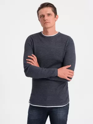 Férfi pulóver OMBRE OM-SWSW-0103 SÖTÉTKÉK MELANGE