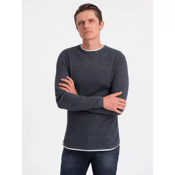  Férfi pulóver OMBRE OM-SWSW-0103 SÖTÉTKÉK MELANGE 