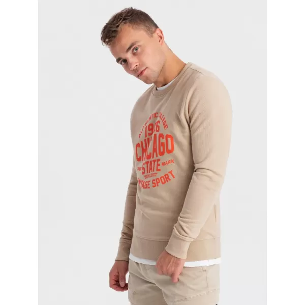  Férfi pulóver OMBRE OM-SSPS-0154 HOMOK 