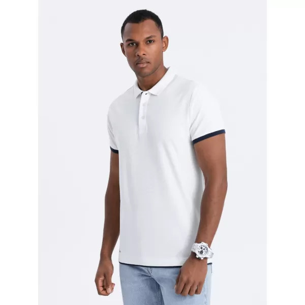  Férfi t -piró gallérral OMBRE OM-POSS-0113 FEHÉR 