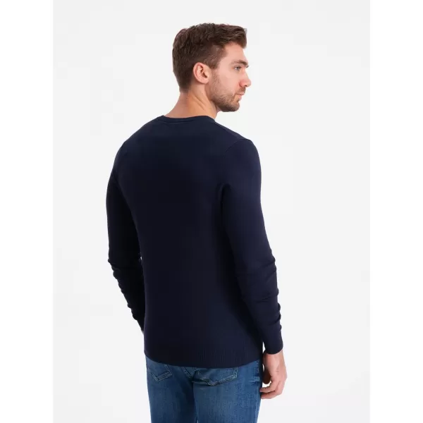  Férfi pulóver OMBRE OM-SWBS-0107 SÖTÉTKÉK 