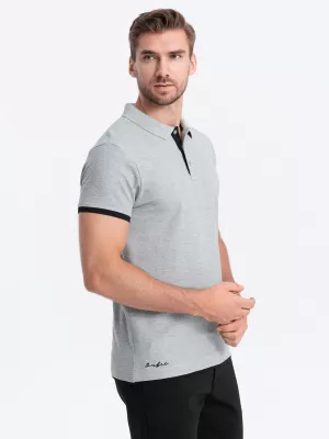 Mens t -phirt gallérral OMBRE OM-POSS-0113 SZÜRKE