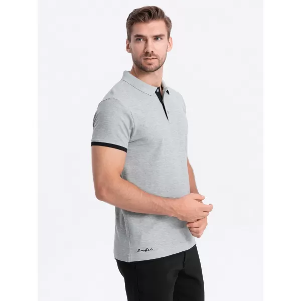 Mens t -phirt gallérral OMBRE OM-POSS-0113 SZÜRKE 