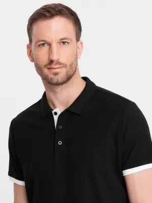 Mens t -phirt gallérral OMBRE OM-POSS-0113 FEKETE