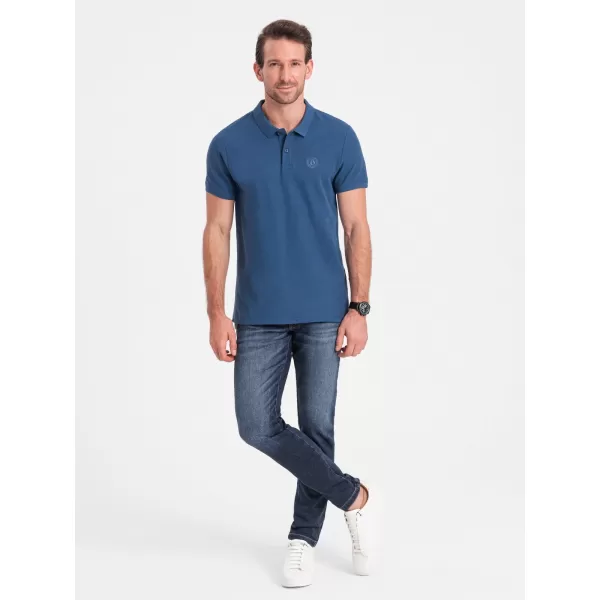  Mens t -phirt gallérral OMBRE S1374 SÖTÉTKÉK 