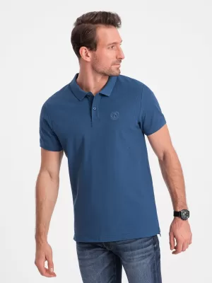 Mens t -phirt gallérral OMBRE S1374 SÖTÉTKÉK