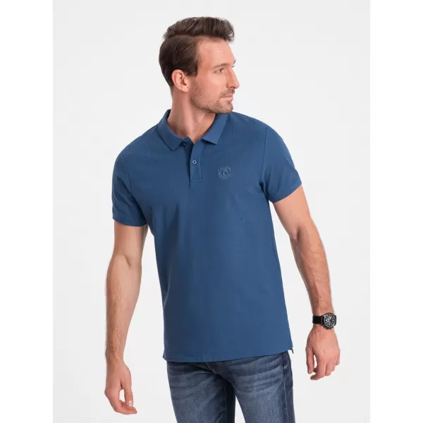  Mens t -phirt gallérral OMBRE S1374 SÖTÉTKÉK 