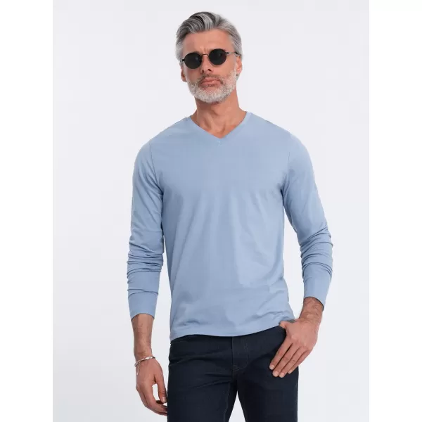  Férfi t -póló hosszú ujjú OMBRE OM-LSBL-0108 KÉK FARMER 