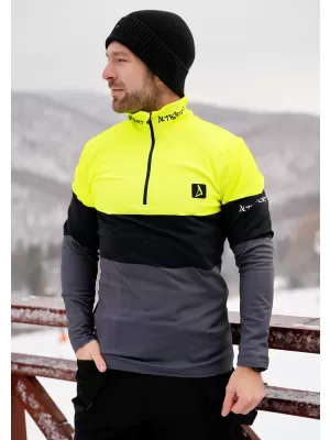 Férfi funkcionális Thermo pulóver prémium ALTISPORT VOJ/ALM051TER03 NEON SÁRGA/SZÜRKE
