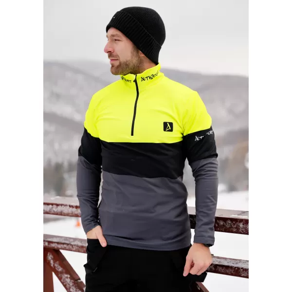  Férfi funkcionális Thermo pulóver prémium ALTISPORT VOJ/ALM051TER03 NEON SÁRGA/SZÜRKE 