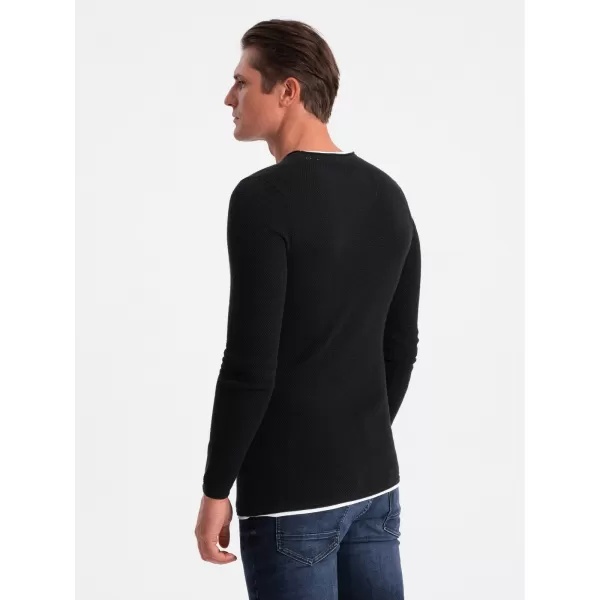  Férfi pulóver OMBRE OM-SWSW-0103 FEKETE 