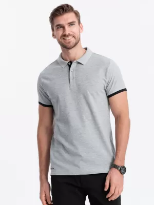 Mens t -phirt gallérral OMBRE OM-POSS-0113 SZÜRKE