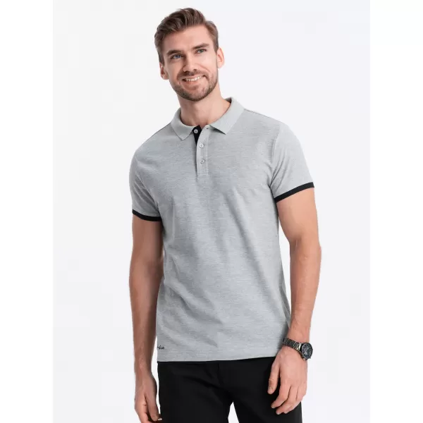  Mens t -phirt gallérral OMBRE OM-POSS-0113 SZÜRKE 