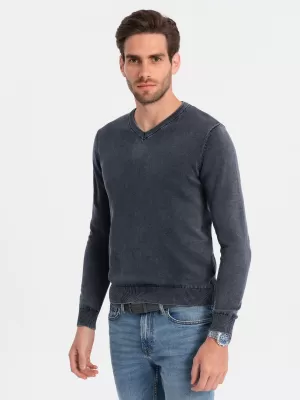 Férfi pulóver OMBRE OM-SWOS-0108 SÖTÉTKÉK