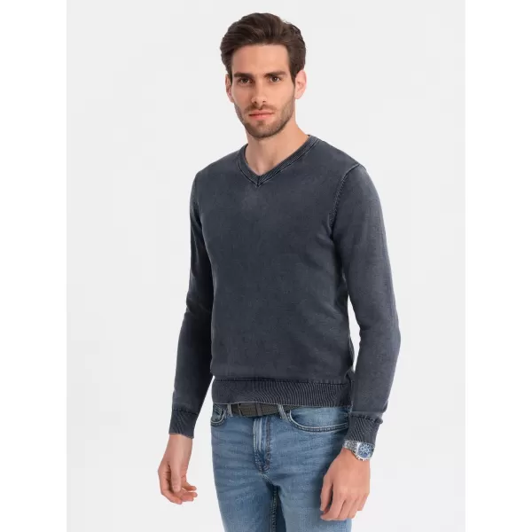  Férfi pulóver OMBRE OM-SWOS-0108 SÖTÉTKÉK 