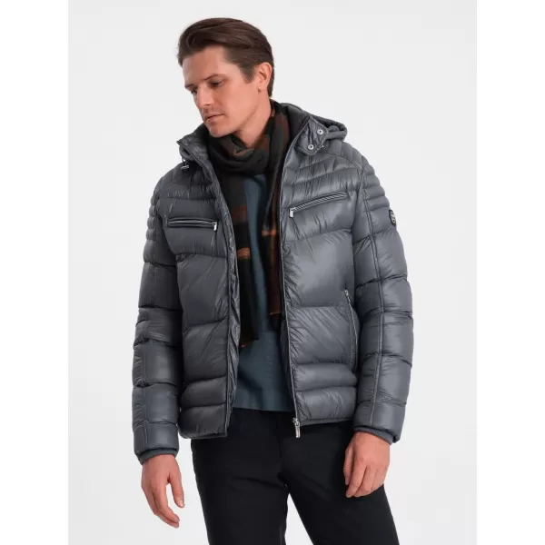  Férfi téli kabát OMBRE OM-JAHP-22FW-010 GRAFIT 