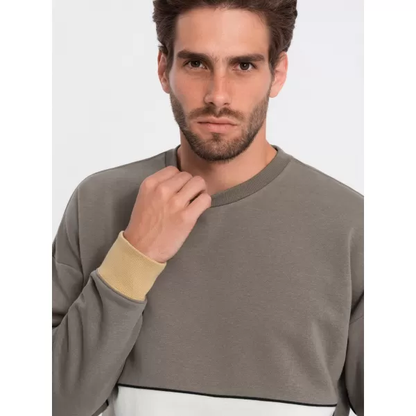  Férfi pulóver OMBRE OM-SSNZ-0130 KHAKI 