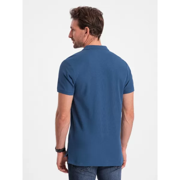  Mens t -phirt gallérral OMBRE S1374 SÖTÉTKÉK 