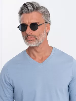 Férfi t -póló hosszú ujjú OMBRE OM-LSBL-0108 KÉK FARMER