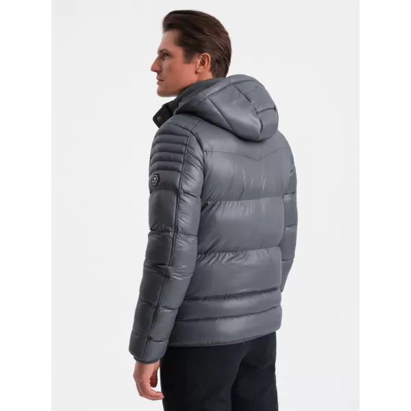  Férfi téli kabát OMBRE OM-JAHP-22FW-010 GRAFIT 