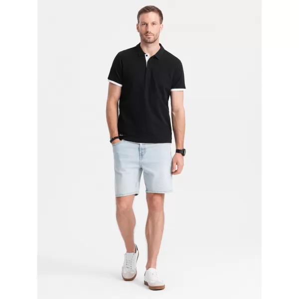  Mens t -phirt gallérral OMBRE OM-POSS-0113 FEKETE 