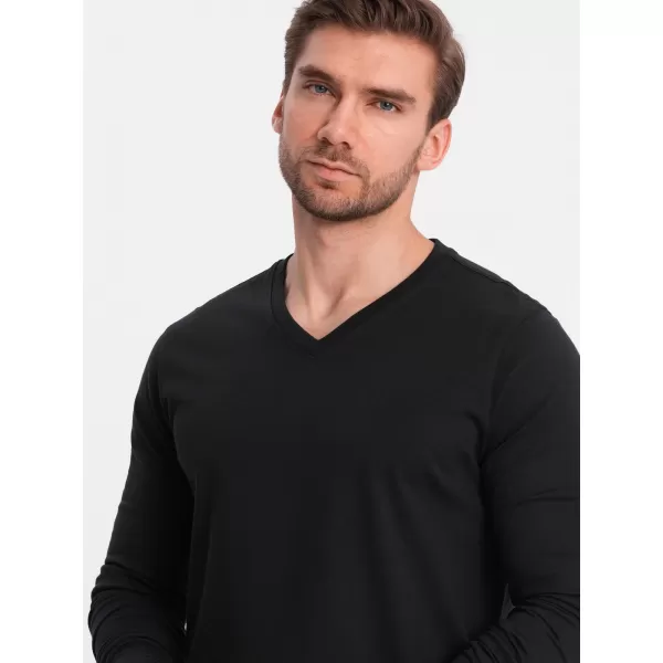  Férfi t -póló hosszú ujjú OMBRE OM-LSBL-0108 FEKETE 
