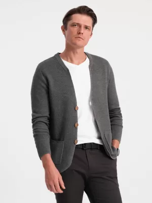 Férfi pulóver OMBRE OM-SWCD-0109 GRAFIT MELANGE