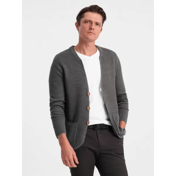  Férfi pulóver OMBRE OM-SWCD-0109 GRAFIT MELANGE 