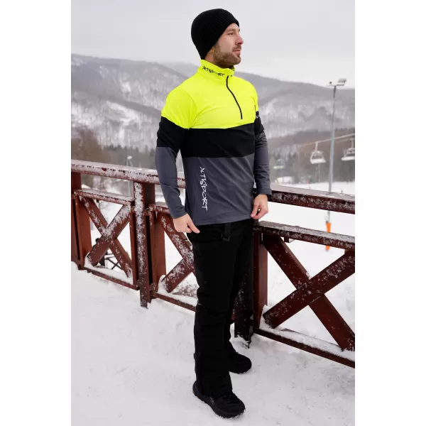  Férfi funkcionális Thermo pulóver prémium ALTISPORT VOJ/ALM051TER03 NEON SÁRGA/SZÜRKE 