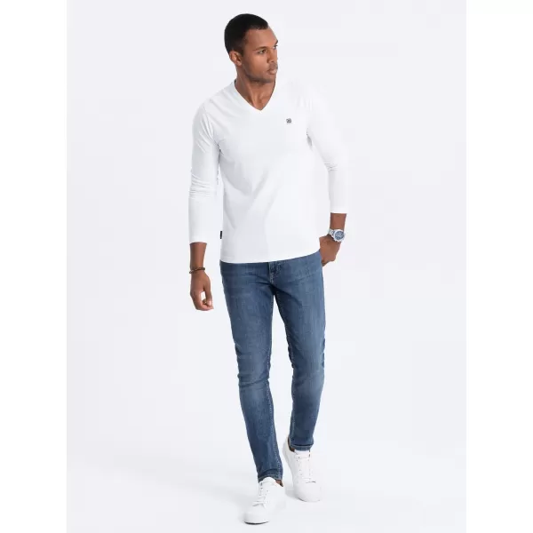  Férfi t -póló hosszú ujjú OMBRE OM-LSCL-0110 FEHÉR 