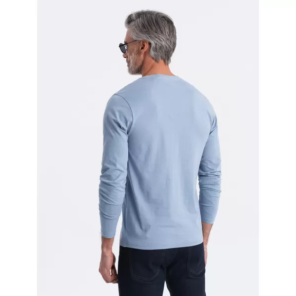  Férfi t -póló hosszú ujjú OMBRE OM-LSBL-0108 KÉK FARMER 
