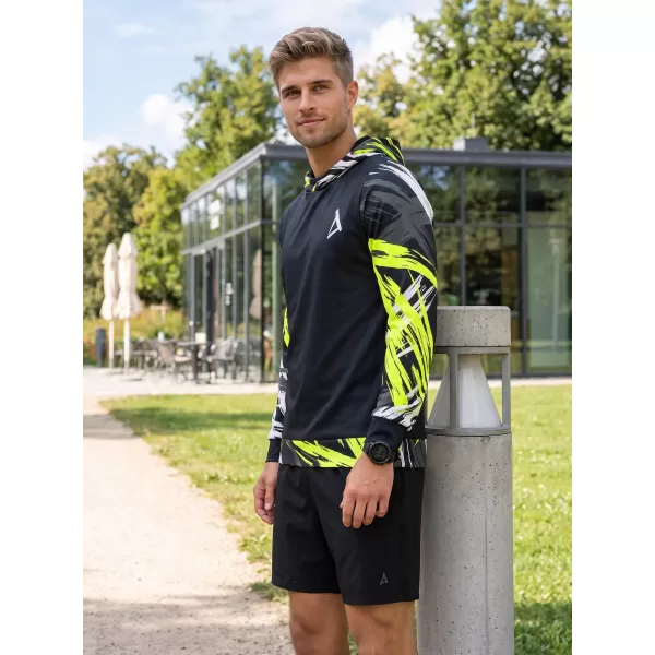  Férfi prémium funkcionális pulóver ALTISPORT VOJ/ALM039MI01 FEKETE ÉS SÁRGA 