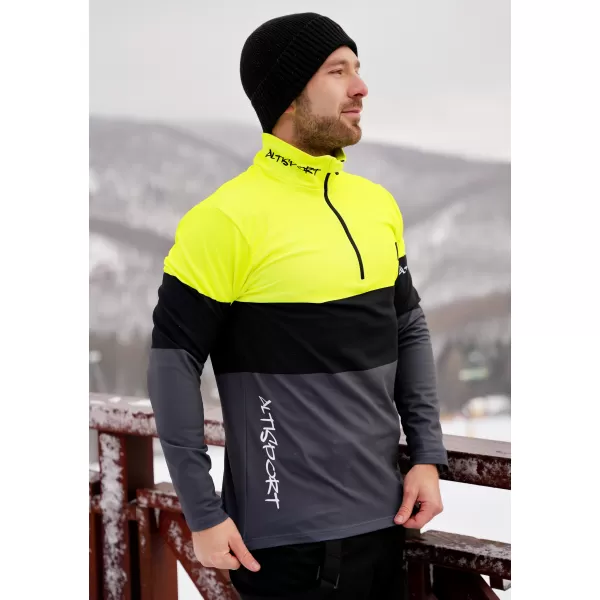  Férfi funkcionális Thermo pulóver prémium ALTISPORT VOJ/ALM051TER03 NEON SÁRGA/SZÜRKE 
