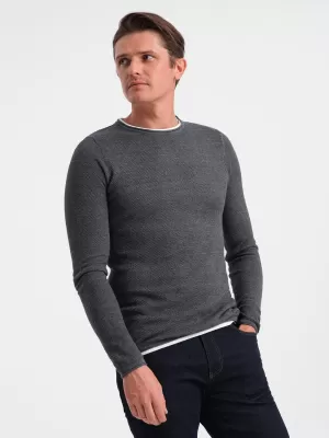 Férfi pulóver OMBRE OM-SWSW-0103 GRAFIT MELANGE