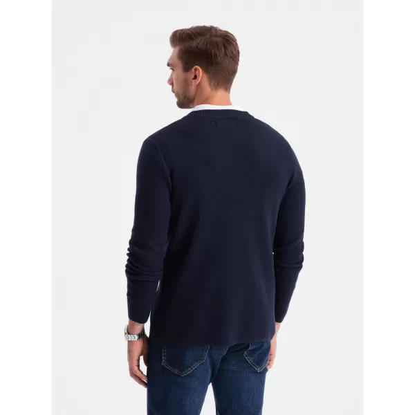  Férfi pulóver OMBRE OM-SWCD-0109 SÖTÉTKÉK 