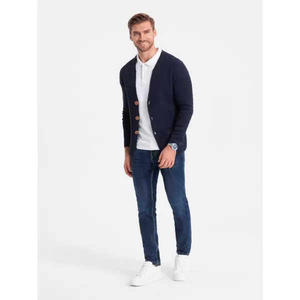  Férfi pulóver OMBRE OM-SWCD-0109 SÖTÉTKÉK 