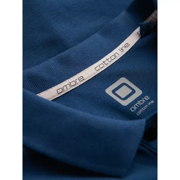  Mens t -phirt gallérral OMBRE S1374 SÖTÉTKÉK 