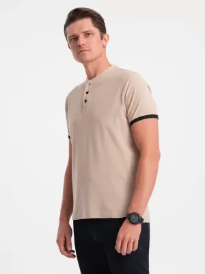 Mens t -phirt gallérral OMBRE OM-TSCT-0156 BÉZS