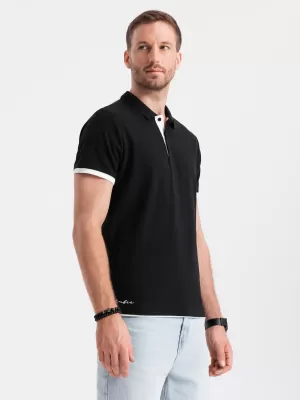 Mens t -phirt gallérral OMBRE OM-POSS-0113 FEKETE