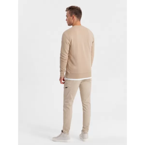  Férfi pulóver OMBRE OM-SSPS-0154 HOMOK 